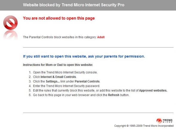 Parental Control blocking certain websites